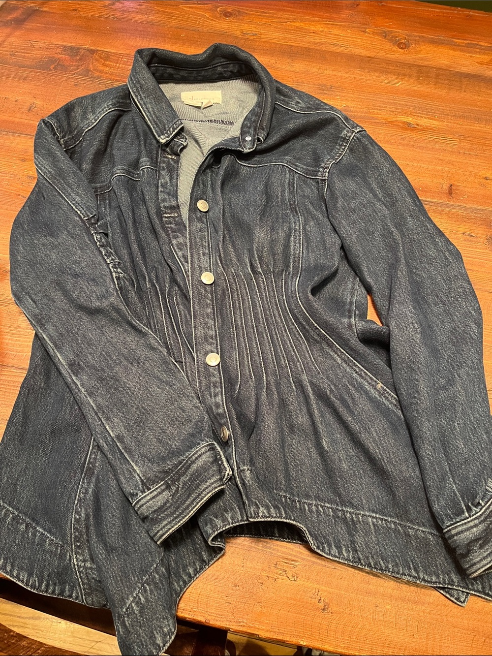 Anthropologie Dark Blue Denim Button-Front Jacket